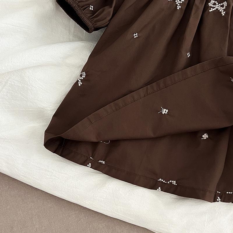 Mädchen-Kleid im koreanischen Stil mit langen Ärmeln und Stickerei in Form einer Schleife für Frühling & Herbst