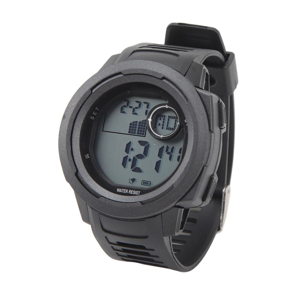 Men Digital Sports Watch Outdoor Sports Electronic Watch Shock Resistant 50M Swimming Waterproof Rubber Strap Large