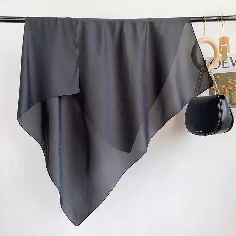 90Cm Solid Colors Neckerchief Hijab Scarf For Women Silk Satin Headband Hair Scarves Female Square Shawls Head Scarfs For Ladies