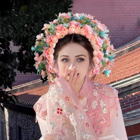 Rutschfestes Blumen-Stirnband für Mädchen, Bequeme, Flexible Haar-Accessoires mit Kunstblumen, Traditionelle Nationale Haarnadel für Hanfu-Party