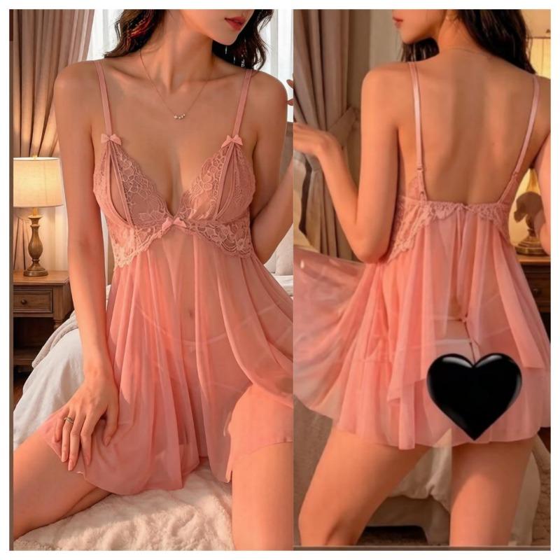 Sex Underwear Sexy Free Large Size Light Luxury Sweet Mesh Deep V Suspender Nightdress Lace Robe Uniform Women