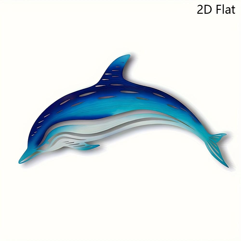 1 Stück Metallic Blau Delfin Wandkunst - Marine Heimdekoration