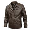 New Fashion Casual Men's Leather Jacket Fit Stand-up Collar Leather Jacket