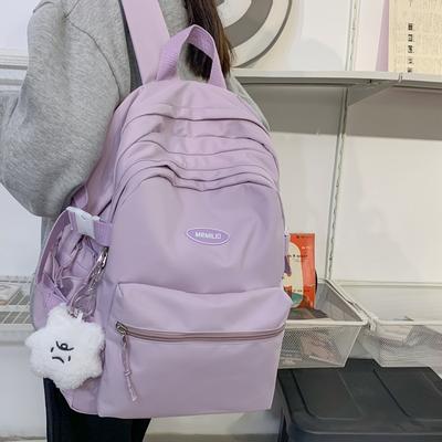 Spring New Solid Color Large Capacity Letter Backpack Street Trend Student Men and Women Couple Backpack