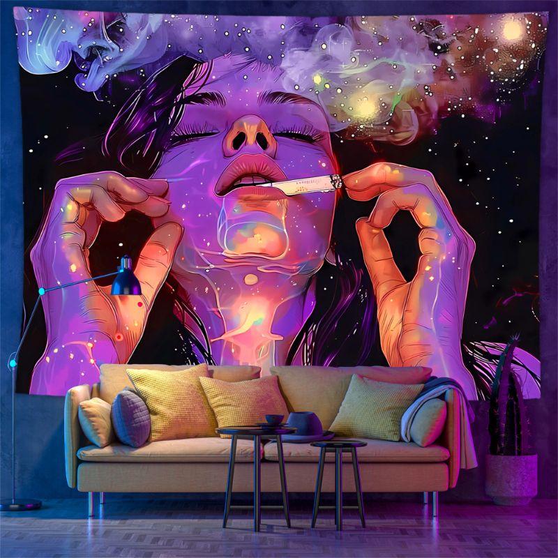 VIKAMA Fluorescent Psychedelic Personality Cool Tapestry Psychedelic Wall Hanging Bedroom e-Sports Room Dormitory Home Decor