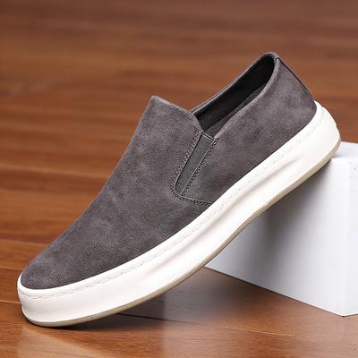 Spring Fashion New Men's White Suede  Leather Platform Shoes Male All Match Loafers Walking Sneakers Footwears