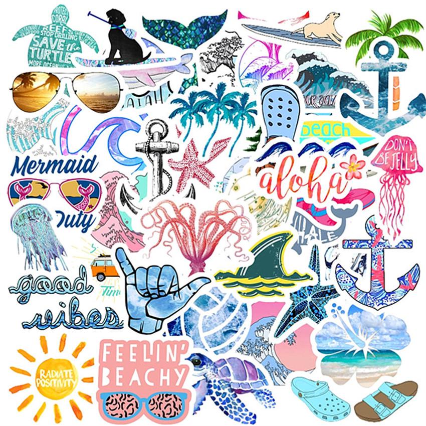 

50 шт./компл. Пляжные и морские наклейки DIY модные водонепроницаемые наклейки-наклейки