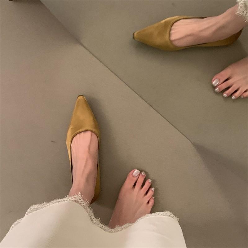 Mode 2024 Mode Atmungsaktives Satin-Finish Ballerinas Damen Mesh Freizeitschuhe Weiche Gummisohle Spitze Zehenpartie Slipper Loafers Zapatos