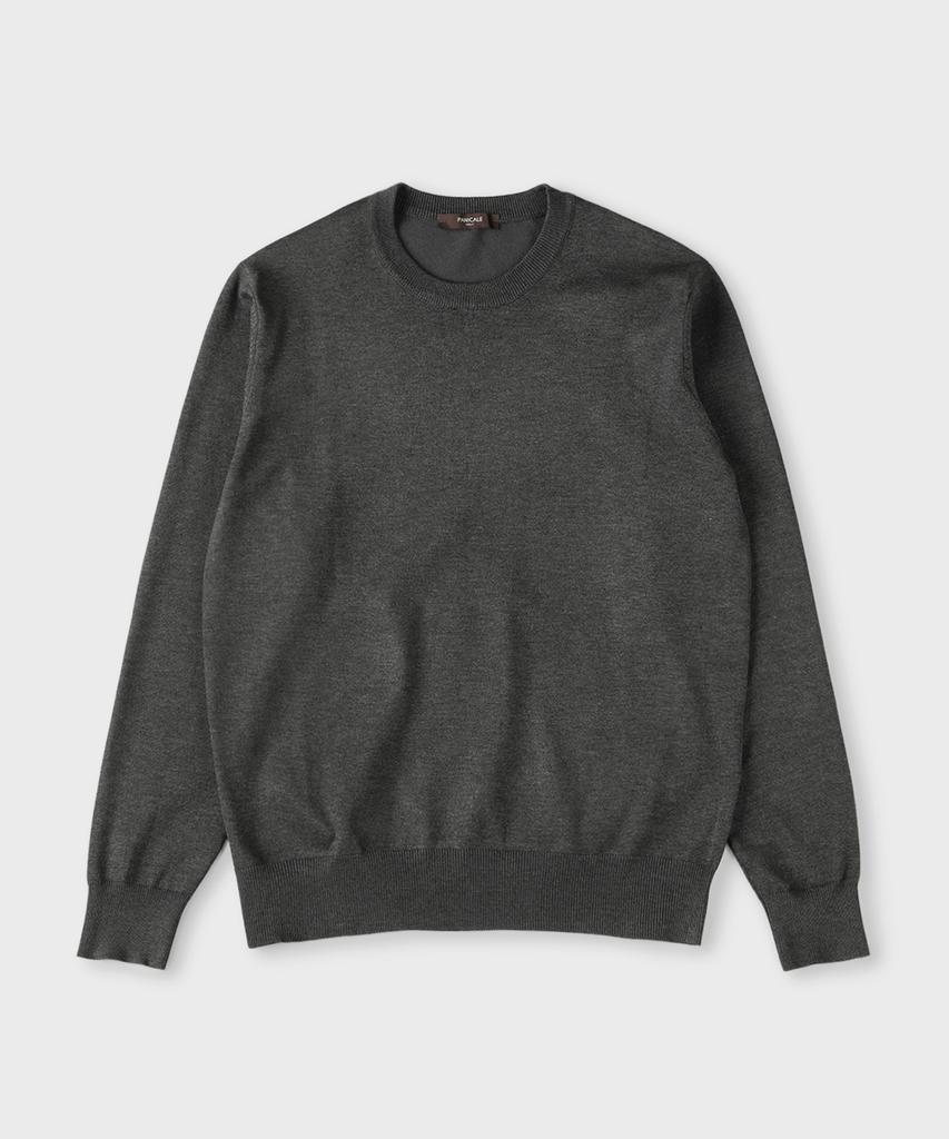 PANICALE Dark Gray Viscose Blend Round Knit (Type A)