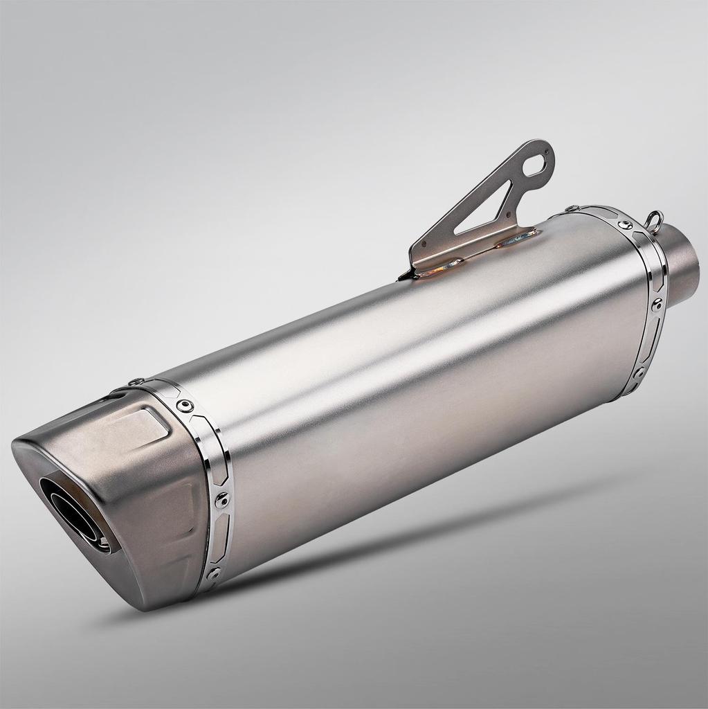 Universal Slanted Triangle Exhaust Pipe for Motorcycles – Stainless Steel, Fits Z400, R3, MT07, Z900, Sai600.