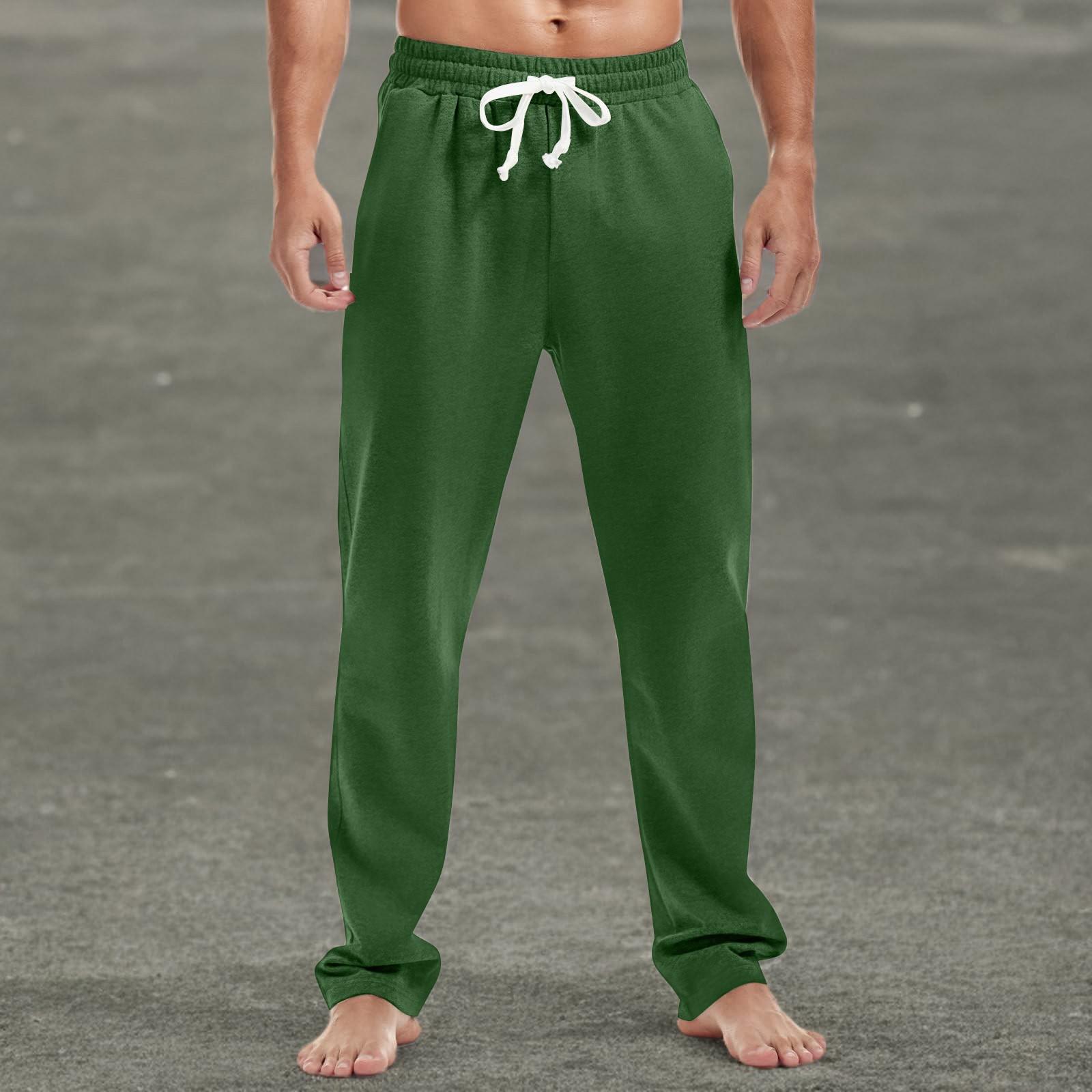 

Чоловічі модні прямі повсякденні штани для бігу з кишенями M зелений