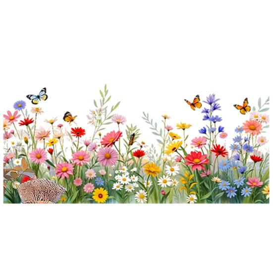 Spring Summer Flower Butterfly Window Cling Colorful Floral Window Sticker Removable Double-Sided Static Decals for Home Office Classroom Decor