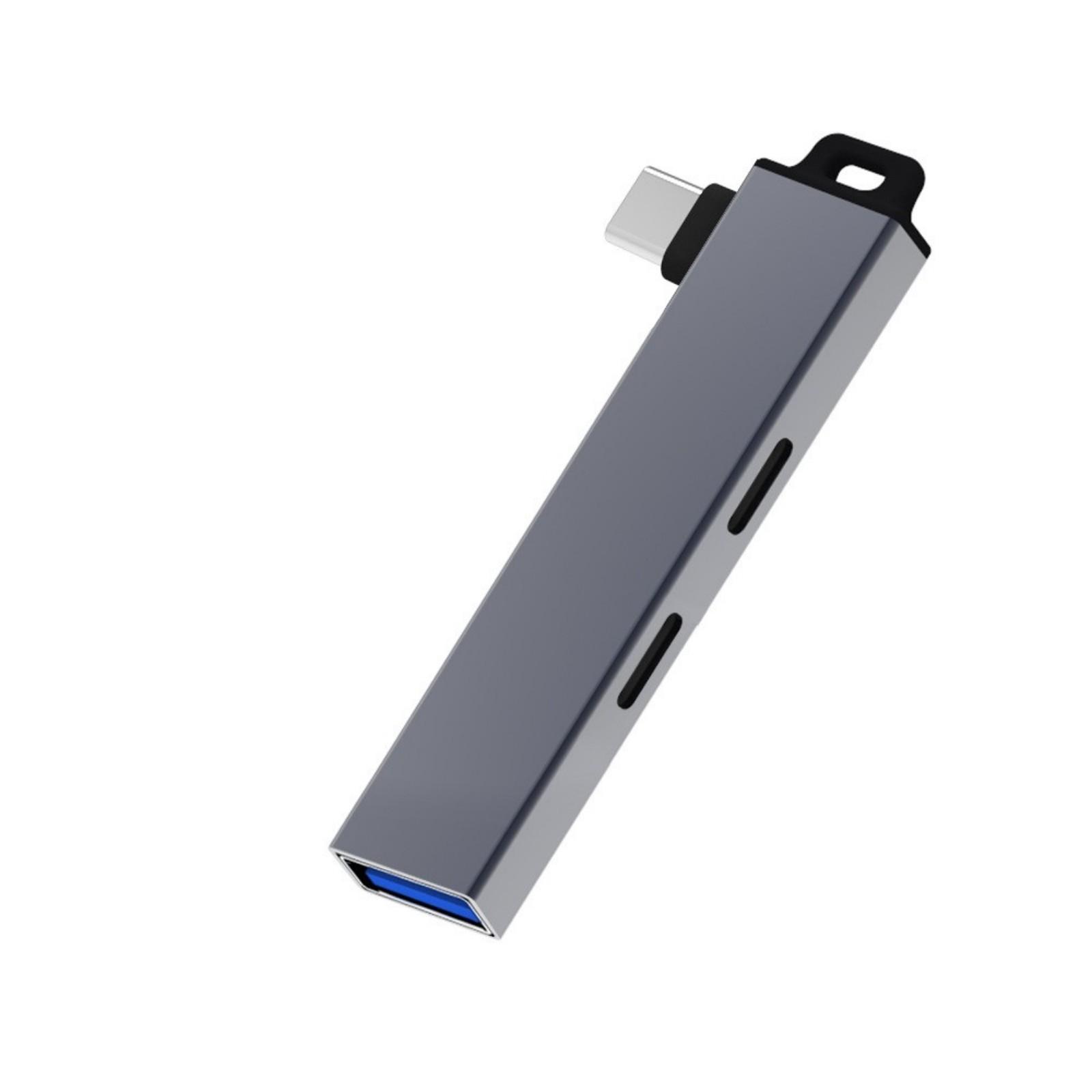 

Компактный хаб Type C с 2 портами Type C и USB3.0, адаптер, разветвитель USB C, адаптер USB C для совместимости с ноутбуком и планшетом серый