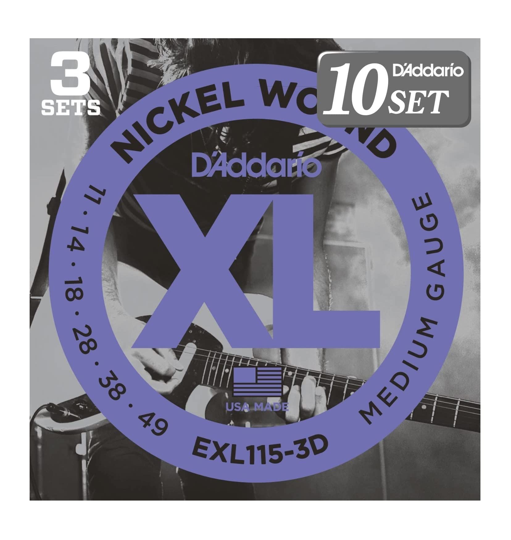 

Electric Guitar Strings Nickel 3set Pack x 10 Sets D Addario Blues/JazzRock .011-.049 EXL115-3D []