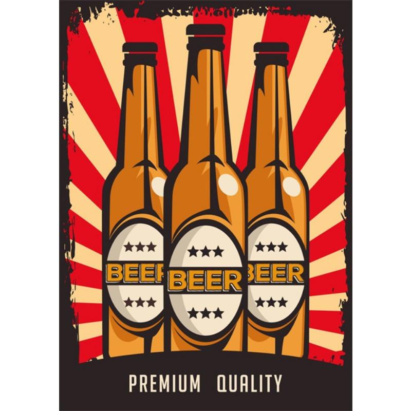 Vintage Beer Wall Art Poster Retro Beer Premium Quality Fresh Beer Best In Town Canvas Painting Retro Bar Restaurant Decor Mural