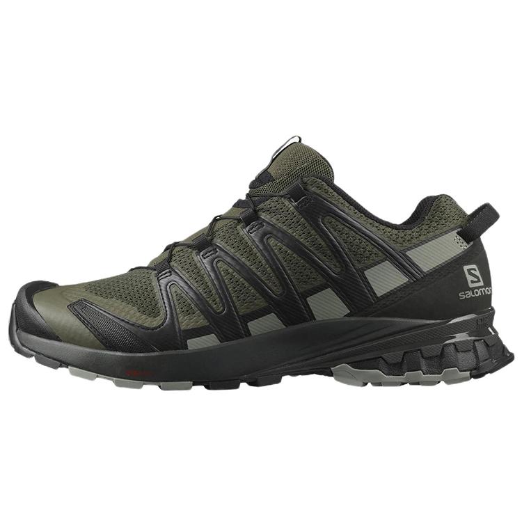 

SALOMON XA Pro 3D V8 Textile, Leather Abrasion Resistant Low top Casual Running Shoes Men s Black Green 409875 41⅓