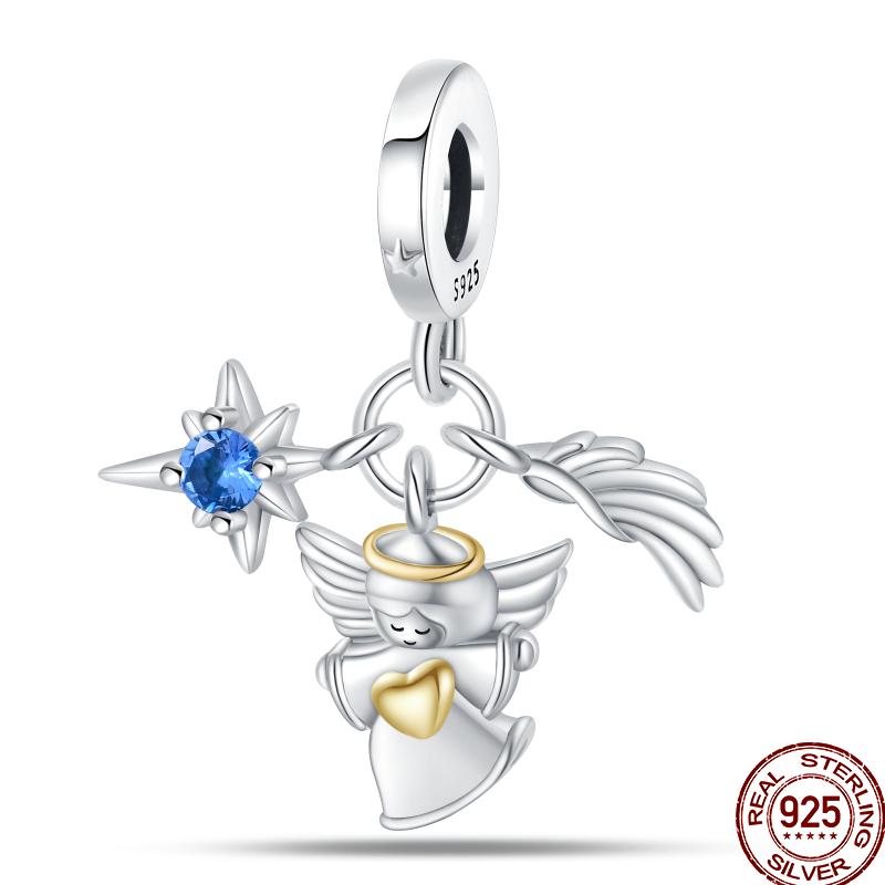 New Copper Religious Angel Cross Series Shiny Zircon Beads Suitable For 3Mm Original Bracelet Diy