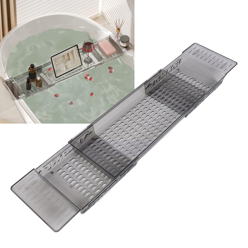 Bathtub Tray Multifunctional Drain Bath Shelf PET Retractable Bathtub Storage Rack for Bathroom