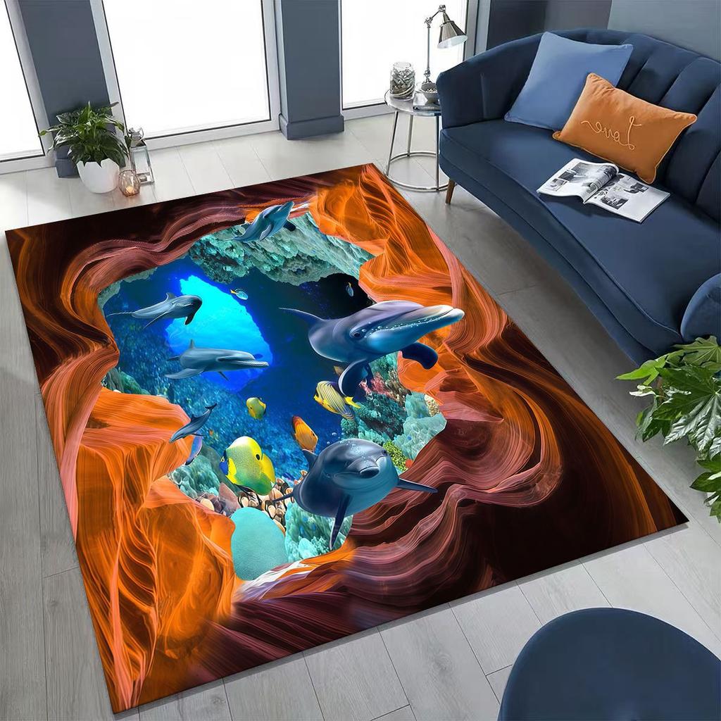 3D Illusion Breaking Wall Dinosaur Animal Series Rug for Bedroom Living Room Sofa Home Doormat Decor,Large Non-slip Floor Mat