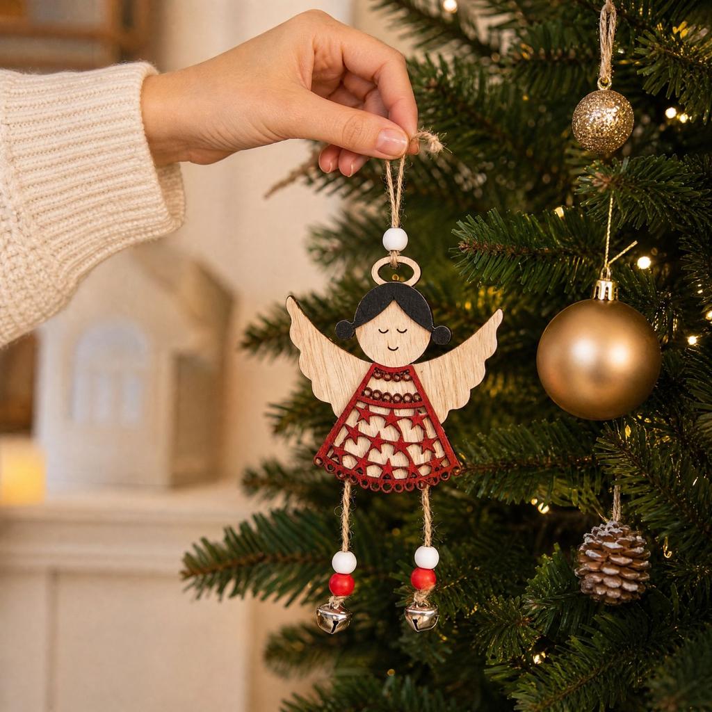 Large Wooden Christmas Hanging Ornament for Christmas Tree and Indoor Home Decor