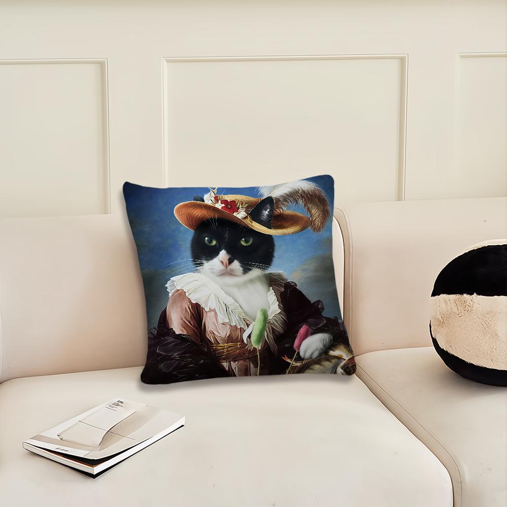 Portrait of the Palace Cat Cushion Cover Pillow Cover Decoration Room Home Sofa Living Office Car Nordic Simplicity