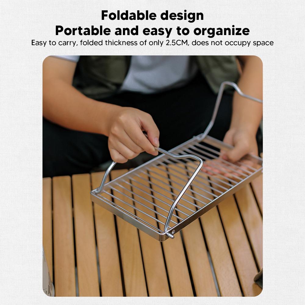 Parrilla de Acero Inoxidable Plegable para Mochilero Estante Plegable para Parrilla Estantes para Cocinar en Fogata Rejilla de Camping