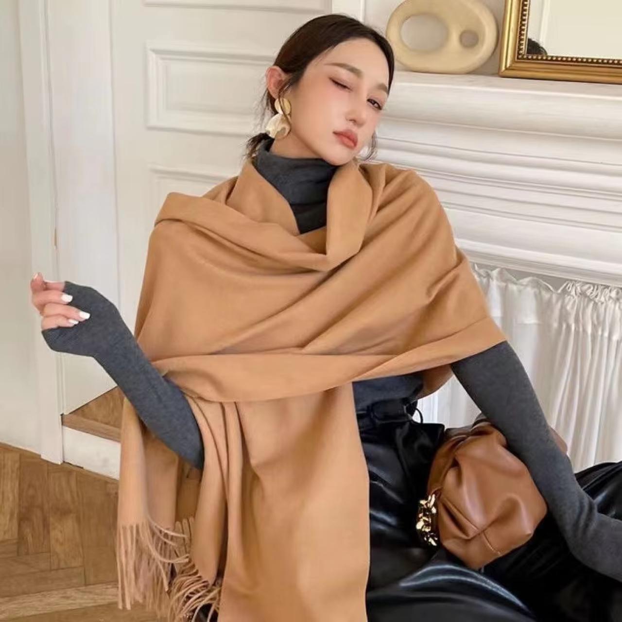 Nieuwe Dames Effen Kleur Sjaal, Zacht Kasjmier Wol-achtig Warm Winter Herfst Dames Sjaal voor Dagelijks Gebruik brown