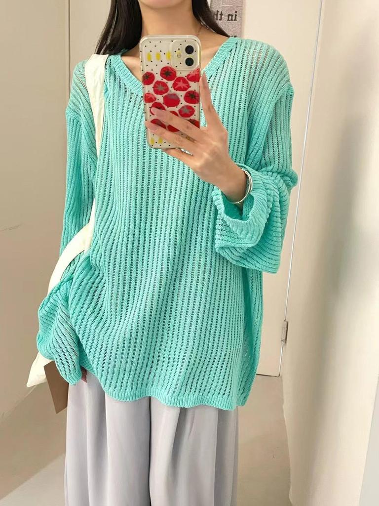 Da 7 Women's Summer Plus Size Casual Loose Knit Sunscreen Cardigan - Korean Style