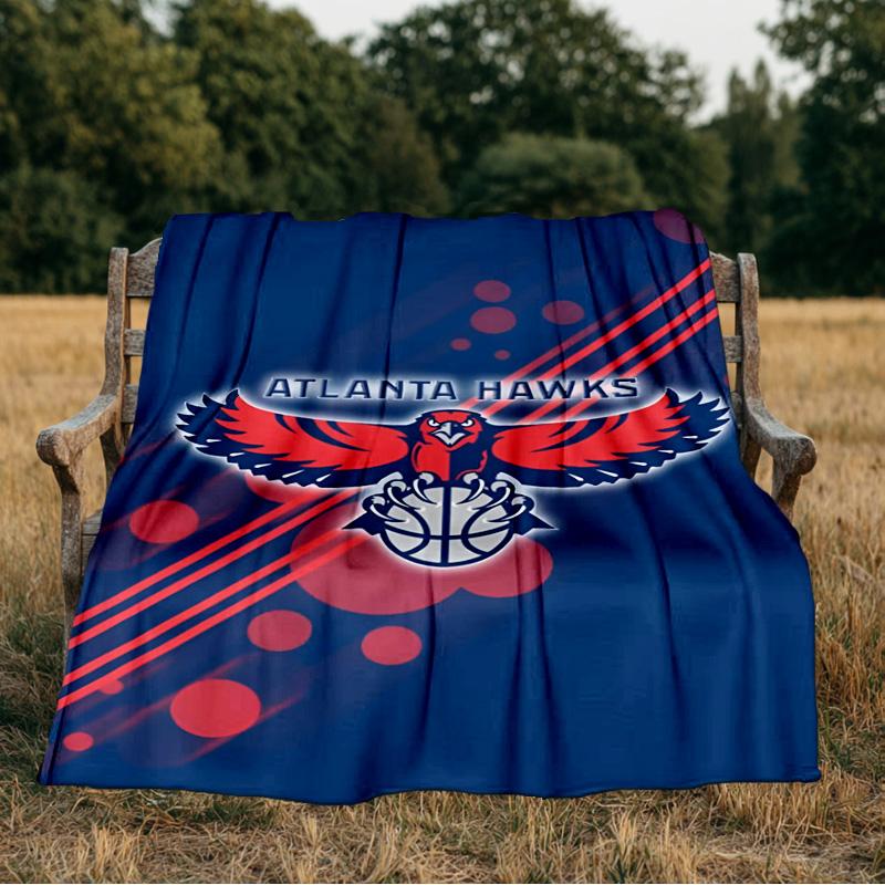 Hawks Basketball Blanket Flannel Throw for Sofa, Indoor, Camping, Living Room, Office, Chair, And Bed Soft Birthday Gift