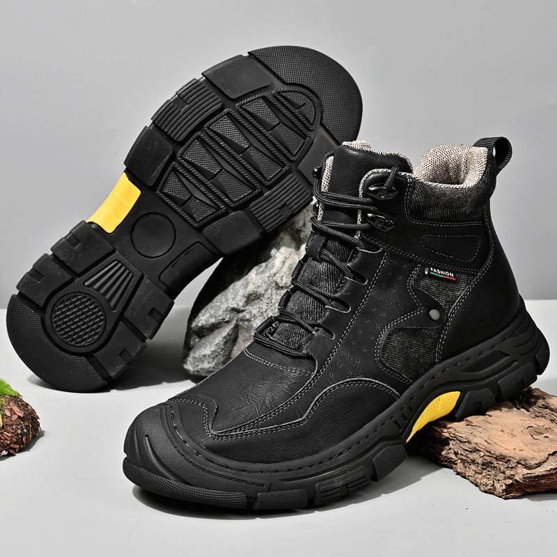 Fashion Non-Slip Outdoor Men Motorcycle Boots Casual Leather Autumn Winter High Top Shoes New Arrival Man Ankle Boots Comfy Hiking Botas