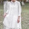 Women's 2024 Retro Embroidered Cotton Linen Stand Collar Mid-Length Shirt-Coat