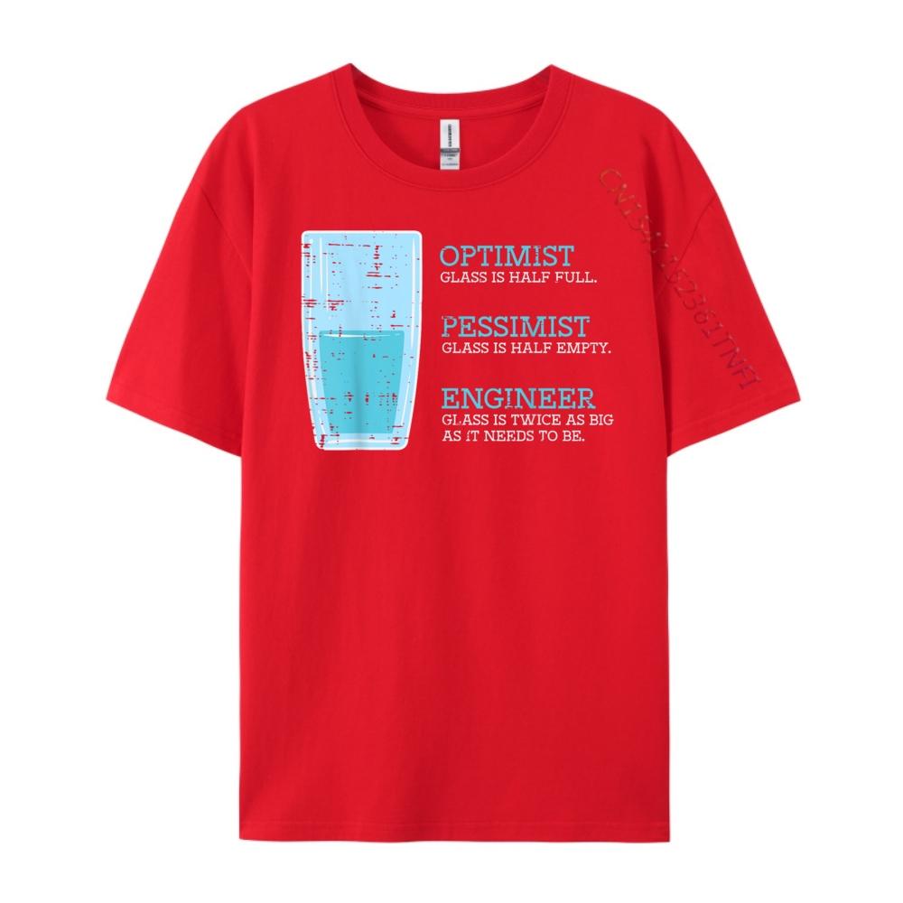 Optimist Pessimist Engineer Glass It Computer Tech Women Green And White Graphic T Shirt Mens Clothing Funny S