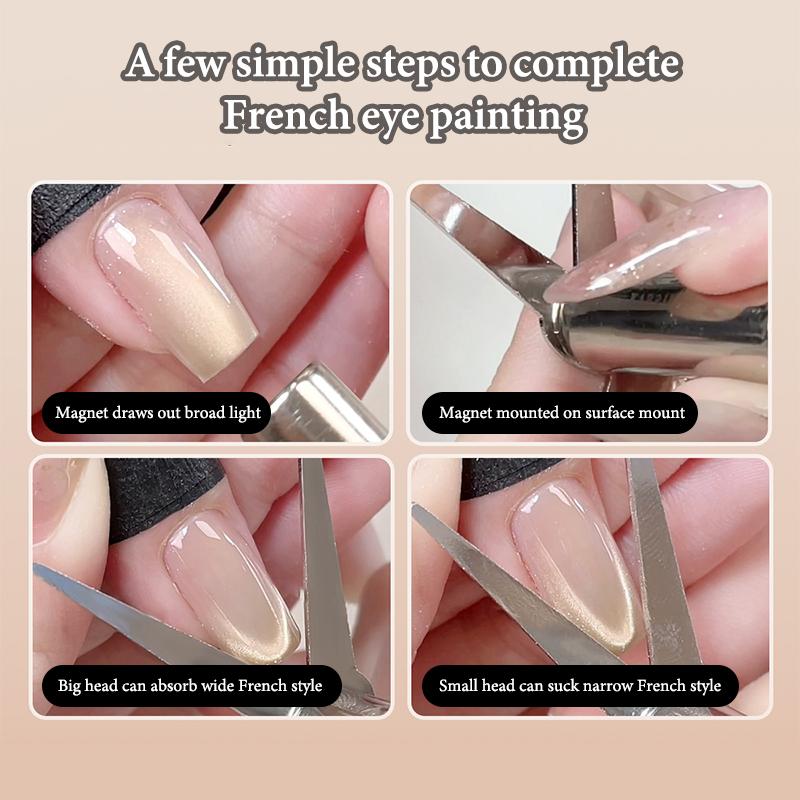 Professional Dual Ended French Cat Eye Magnet Nail Art Tool For Diy Gel Polish To Create V Shape Crescent Line Manicure