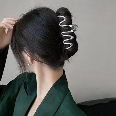 Punk Einfache Vintage Gold Silber Metall Große Haar Krallen für Frauen Zubehör Hai Fänge Clips Haarnadel Kopfbedeckungen