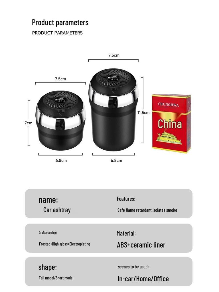 Creative Anti-Ash Car Ashtray for Leapmotor C11/T03/C16/C10/C01 Ambient Lighting