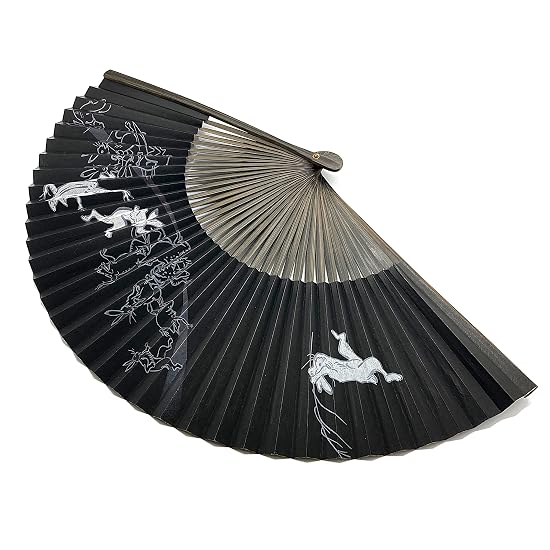 [Hanakanzashi] Folding Fan Men's Choju-giga Sensu Paper Fan with Fan Case Fan Set 22cm Japanese Patt