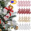 10/5PCS Christmas Glitter Artificial Pine Branches Xmas Tree Hanging Ornament Leaves Fake Plants Flower New Year Home Decoration