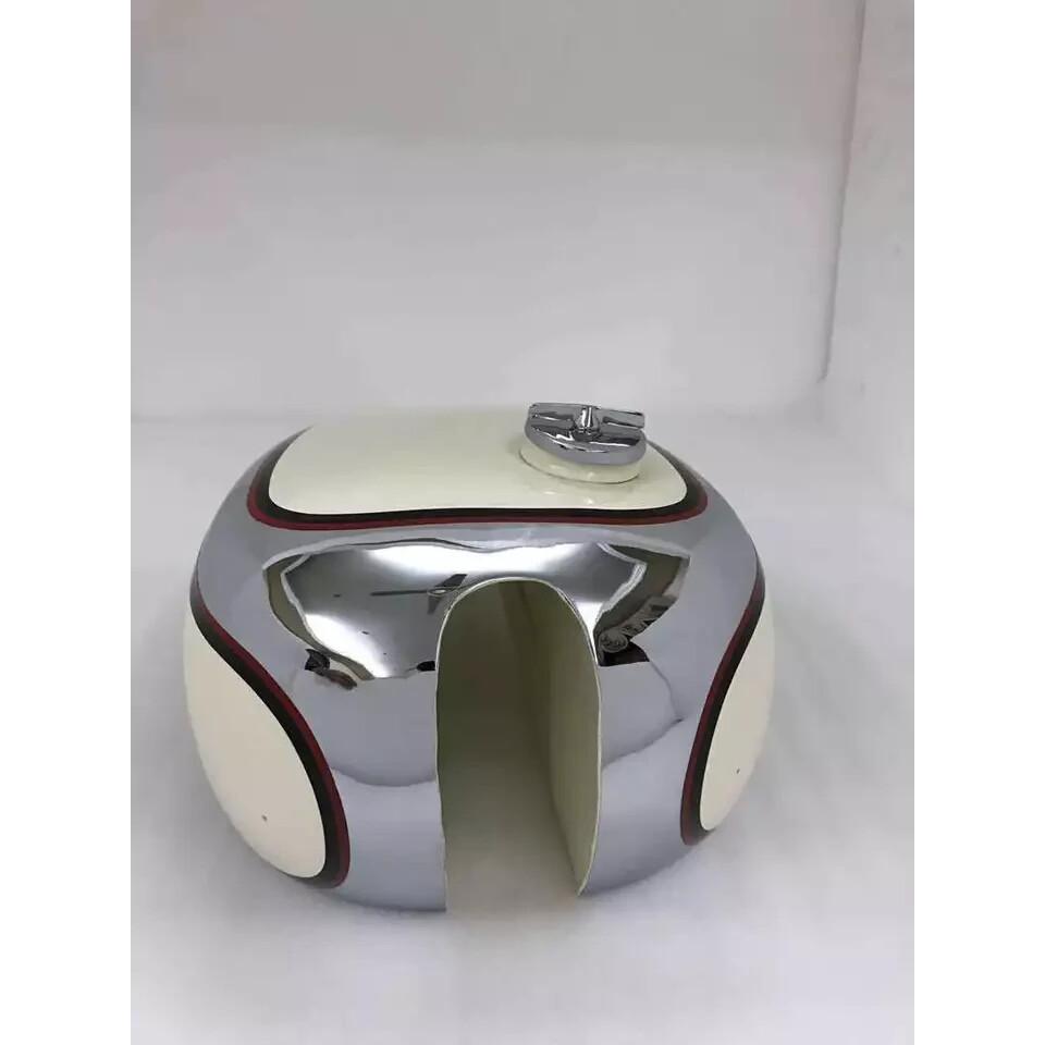 Panther M100 600CC Gas Fuel Petrol Tank Cream Ivory Painted and Chrome 1947-1953