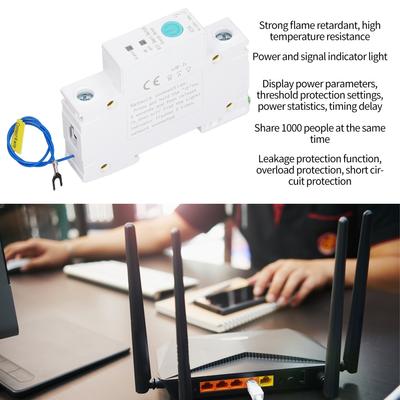 Wifi Smart Circuit Breaker Switch Energy Power Meter DIN Rail for Ewelink APP Wireless Control AC230V 1P 63A