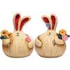 A PAIR Wood-like Resin  Ornaments Retro Cute Bunny Craft Statues Cute Retro Cute Bunny Craft Statues A PAIR