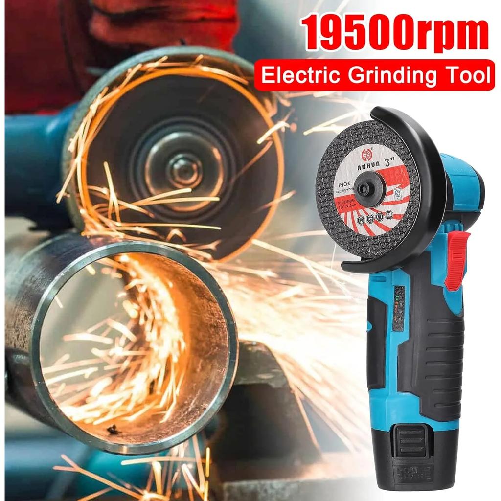 Mini Angle Grinder, 19500rpm Electric Grinding Tool Mini Grinder Handheld Cutter,with 1pcs 12V 3600mAh