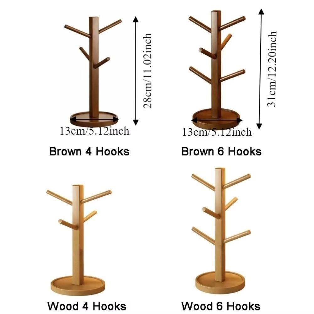 Tree Shape Coffee Mug Holder Space Saving 4/6 Hooks Mug Hanging Display Rack Multi-functional Hanging Display