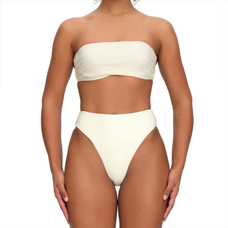 1011 European and American popular simple irregular split swimsuit women wear more bikinis