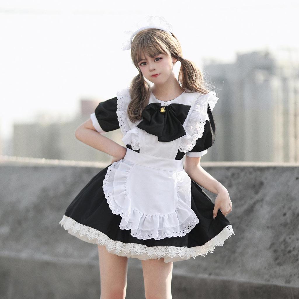 Black & White Cute Lolita Bunny Girl Maid Cosplay Outfit