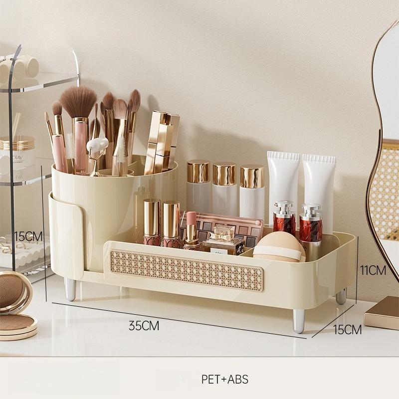 

Кейс для хранения косметики Продвинутый сенсорный настольный вращающийся держатель для ручек большой вместимости Туалетный столик для хранения средств по уходу за кожей