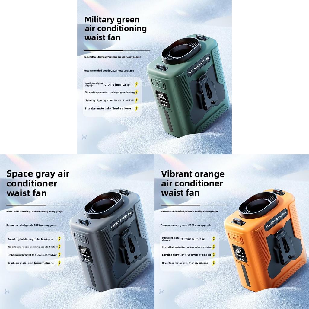 Portable Waist Fan With Usb Rechargeable Battery And 5 Speed Settings For Outdoor Camping And Hiking
