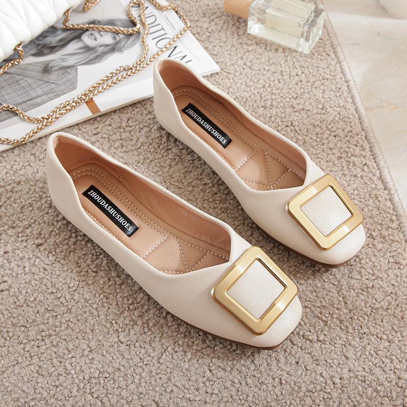Single Shoe Girl 2025 New Spring Fairy Style French Soft-soled Flat-soled Autumn Shoes Light Mouth Versatile Soft Leather Doudou Shoes