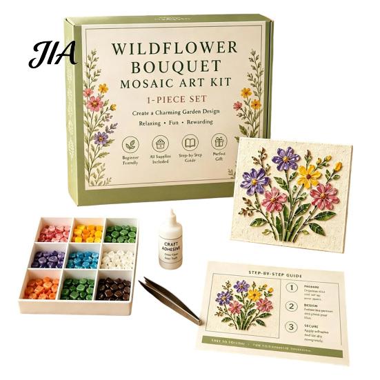 DIY Craft Projects for Adults Sea Glass Mosaic Art Kit, Flower Insect Nature Inspired Sets Kit with Colorful Pieces Beginners, Handmade Wall