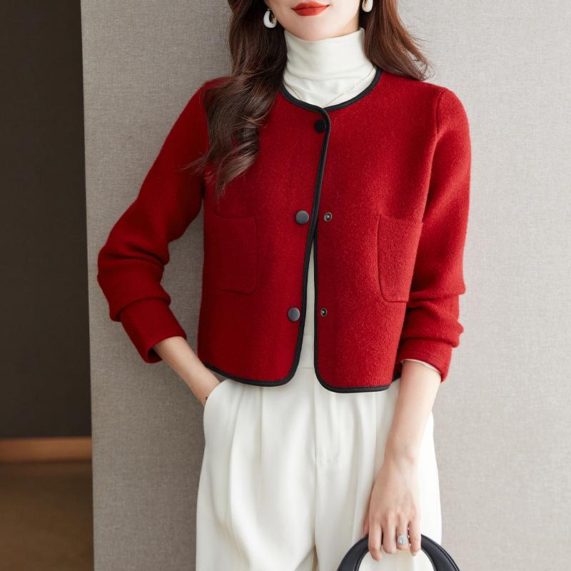 Graue Damenjacke mit kleinem Duftmuster, Frühling neu, klein, kurz, vielseitiges Oberteil