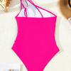 Solid color single shoulder sexy high waist backless one-piece bikini swimsuit swimsuit women